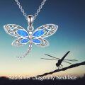 wholesale 925 Sterling Silver Blue Opal Filigree Dragonfly Pendant Necklace for Women and Moms-0-4