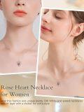 wholesale 925 Sterling Silver Birthstone Heart Rose Pendant Necklace for Her-0-1