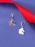 wholesale 925 Sterling Silver Metal Horse Head American Flag Leverback Drop Earrings for Women USA Independence Day-0-2