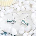 wholesale 925 Sterling Silver Turquoise Shark Dangle Drop Earring for Women Beach Jewelry-0-1