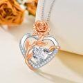 wholesale  Sterling Silver Rose Quartz Heart Pendant Necklace for Women -0-54