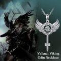 wholesale 925 Sterling Silver Viking Valknut Key Pendant Necklace with Wings and Runes for Men-0-3