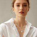 wholesale 925 Sterling Silver Teardrop Pendant With Blue Gemstone And Leaf Details Necklace-0-1