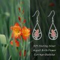 wholesale 925 Sterling Silver Rose Gold Flower Teardrop Dangle Earrings for Women Girls  4cm Long-0-4