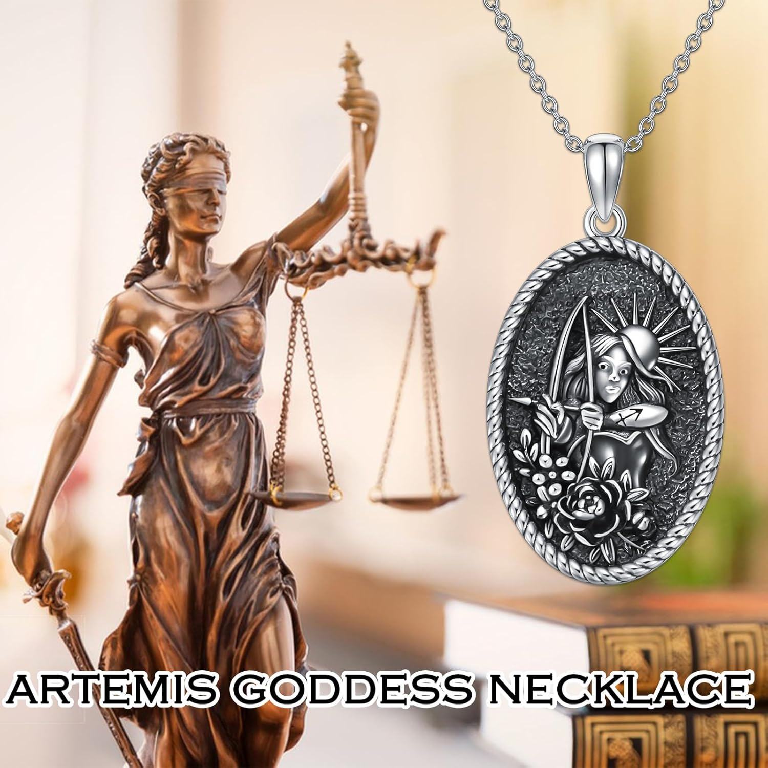 Sterling Silver Artemis Necklace Greek Goddess Jewelry Roman Mythology Gift for Her-0-4