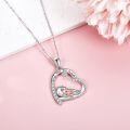 wholesale 925 Sterling Silver Cat and Fish Heart Pendant Necklace with Cubic Zirconia Gifts for Women-0-4