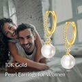 wholesale Solid 10K Gold Zircon and Pearl Hoop Earrings for Women - Elegant Gift Set-0-4