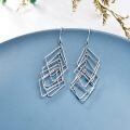 wholesale 925 Sterling Silver Threader Earrings with Rhombus Design Dangle Drop Chain Charms Gifts for Women-0-1