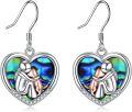 wholesale 925 Sterling Silver Heart-Shaped Love Couple Earrings with Abalone Shell Inlay & CZ Gems for Women's Valentines Day -0-0
