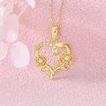 wholesale 14K Gold Heart & Rose Flower Pendant Necklace for Women - 18 Inches Chain Length-0-2