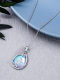 wholesale 925 Sterling Silver 925 Teardrop Moonstone Couple's Necklace with Umbrella Design - Romantic Gifts for Her Him Lover Anniversary Jewelry-0-4