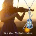 wholesale 925 Sterling Silver Abalone Shell Violin Musical Instrument Pendant Necklace for Women Girls  45cm Chain Length-0-4