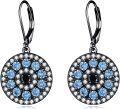 wholesale 925 Sterling Silver Round Blue Crystal Evil Eye Drop Earrings for Women and Teenage Girls-0-0