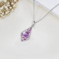 wholesale 925 Sterling Silver Lavender Flower Resin Cubic Zirconia-Shaped Infinity Pendant Necklace for Women Girls Valentines Day Gifts-0-1