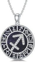 wholesale Sterling Silver Blue Sandstone 12 Zodiac Constellation Necklace for Women Men-0-32