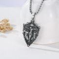 wholesale 925 Sterling Silver INRI Crucifix Cross Jesus Christ Angel Knights Templar Armor Pendant Necklace for Men-0-1