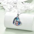 wholesale 925 Sterling Silver Abalone Shell Heart Pendant Necklace with Mother and Daughter Design - Gifts for Mom-0-2