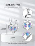 wholesale 925 Sterling Silver Big & Little Sisters Heart Butterfly Necklaces with Birthstones and Engraved Message for Mother Daughter Matching  Sets-0-1