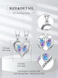 wholesale 925 Sterling Silver Big Little Sister Butterfly Heart Pendant Necklaces With Cubic Zirconia-0-1
