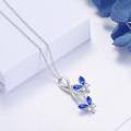 wholesale 925 Sterling Silver Blue Crystal Butterfly Pendant Necklace s for Her-0-2