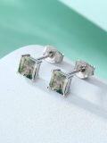wholesale 925 Sterling Silver Square Green Moss Agate Stud Earrings for Women-0-2