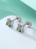 wholesale 925 Sterling Silver Moss Agate Square Cut Prong Set Stud Earrings-0-2