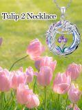 wholesale TOUPOP Purple Tulip Necklace 925 Sterling Silver Tree Of Life Tulips Flower Pendant Necklaces With Moonstone Crystal Jewelry Gifts For Women Her Wife Anniversary Birthday Gift -0-1