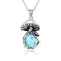 wholesale 925 Sterling Silver Mushroom Necklace Wholesale With Blue Opal Pendant-0-5
