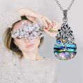 wholesale 925 Sterling Silver Rainbow Abalone Shell Flower Pendant Necklace-0-2