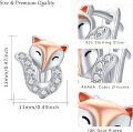 wholesale 925 Sterling Silver Fox Head Studs with Cubic Zirconia for Women Animal Ear Piercing  Ideas-0-2
