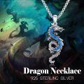 wholesale 925 Sterling Silver Turquoise Inlay Dragon Pendant Necklaces   for Men Women Valentines Day Gifts-0-10