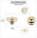 wholesale 14K Gold Opal Butterfly Black and White Striped Honeybee Stud Earrings-0-4
