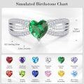 wholesale Sterling Silver CZ Heart Rings Adjustable Birthstone Jewelry Gift for Women Mom-0-3