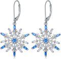 wholesale 925 Sterling Silver Blue Crystal Snowflake Drop Earrings - Winter Holiday s for Her-0-0