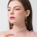 wholesale 925 Sterling Silver Pink Grape Enamel Long Chain Drop Earrings-0-3