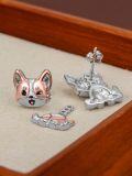 wholesale 925 Sterling Silver Corgi Dog Stud Earrings for Women Gifts-0-2