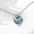 wholesale 925 Sterling Silver Blue Crystal Phoenix Pendant Necklace for Women Girls  45cm Chain Length-0-1