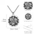 wholesale 925 Sterling Silver Norse Raven & Sun Symbol Pendant Necklace Wholesale  with Chain - Viking Runes Jewelry for Men Women Gifts-0-1