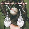wholesale 925 Sterling Silver Baseball Heart Drop Earrings-0-4