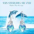 wholesale 925 Sterling Silver Dolphin Heart Shape Iridescent Scale Drop Earrings for Women and Girls-0-5