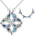 wholesale 925 Sterling Silver Celtic Knot Abalone Shell Triquetra Trinity Foldable Hexagram Pendant Necklace Set-0-0