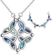 wholesale 925 Sterling Silver Celtic Knot Abalone Shell Triquetra Trinity Foldable Hexagram Pendant Necklace Set-Celtic Knot Necklace