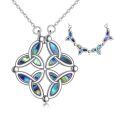 wholesale 925 Sterling Silver Celtic Knot Abalone Shell Triquetra Trinity Foldable Hexagram Pendant Necklace Set-0-0