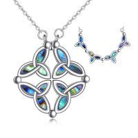 wholesale 925 Sterling Silver Celtic Knot Abalone Shell Triquetra Trinity Foldable Hexagram Pendant Necklace Set-Celtic Knot Necklace