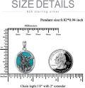 wholesale 925 Sterling Silver Round Genuine Turquoise St. Michael Pendant Necklace-0-4