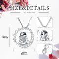 wholesale 925 Sterling Silver Cute Panda Moon Pendant Necklace with Cubic Zirconia Stones s for Women-0-1