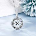 wholesale 925 Sterling Silver Compass Pendant Necklace with Blue Opal Stones for Nature Lovers Gifts-0-4
