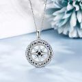 wholesale 925 Sterling Silver Compass Pendant Necklace with Blue Opal Stones for Nature Lovers Gifts-0-4