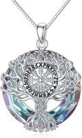 wholesale 925 Sterling Silver Viking Tree of Life Pendant Necklace with Crystal Circle for Women/Men-0-0