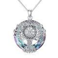 wholesale 925 Sterling Silver Platinum Plated Vegvisir Rune Tree Of Life Crystal Pendant Necklace-0-0